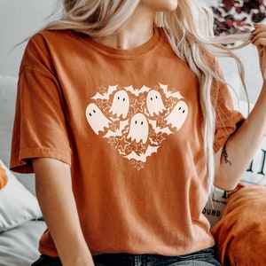 Love Halloween Heart Shirt, Halloween Shirt, Pastel Halloween Shirt, Cute Halloween Shirt, Funny Halloween Shirt, Halloween Theme Shirt