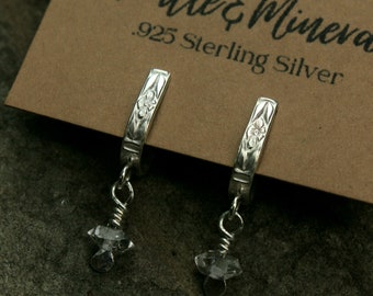 Sterling Silver Herkimer Diamond Hoop Earrings