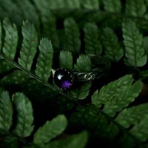 Sterling Silver Amethyst Floral Band Ring