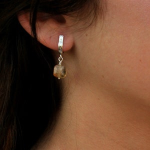 Sterling Silver Faceted Citrine Hoop Earrings