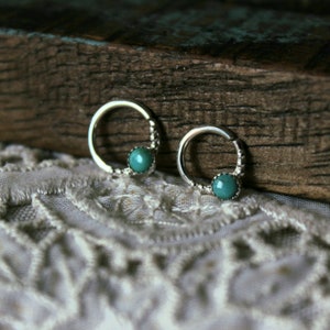 Sterling Silver Turquoise Septum Ring for PIERCED Septums