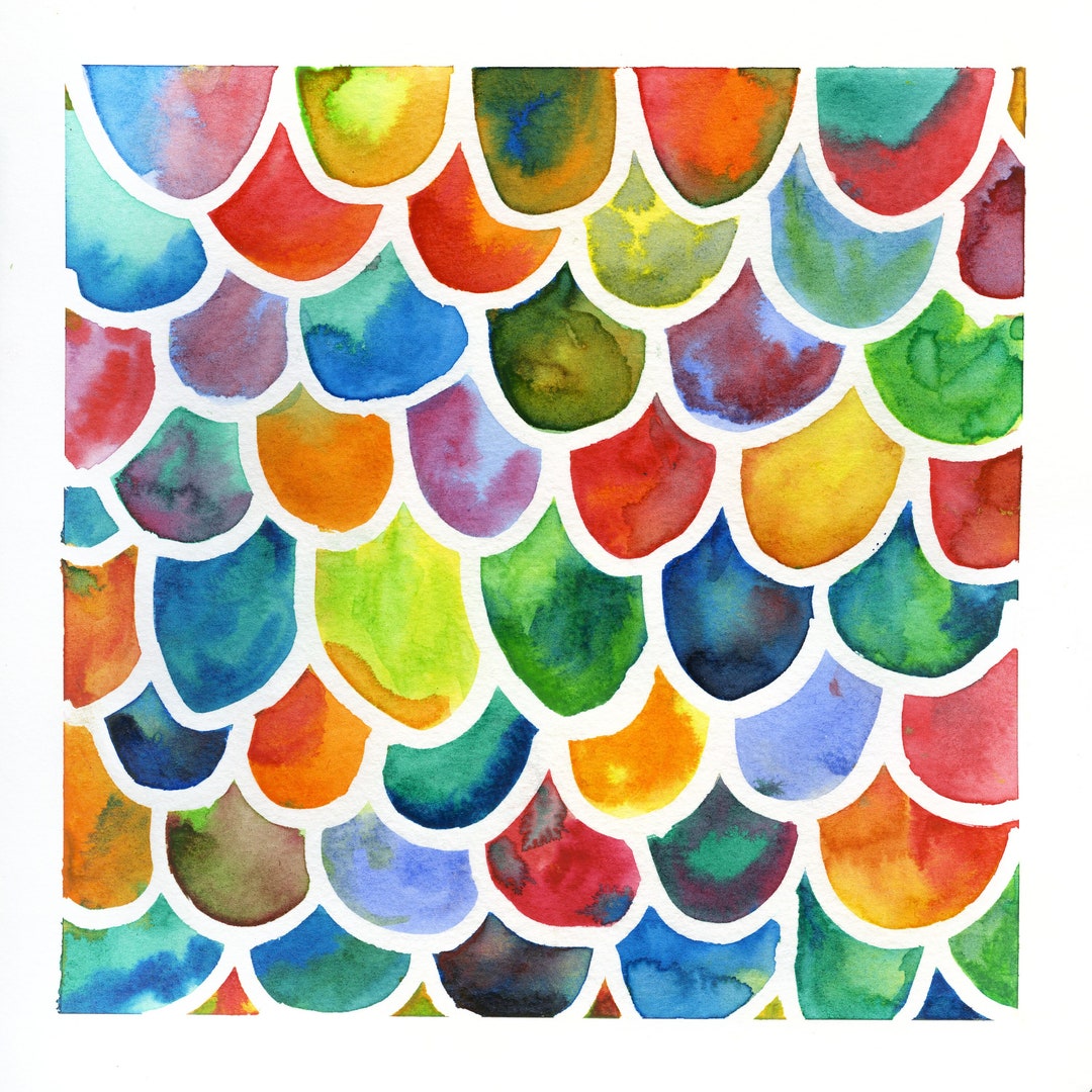 fish-scales-in-color-watercolor-print-etsy