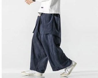 Loose-Fit Cargo Harem Pants w/ Side Pockets | Streetwear Fashion | Men's/Women's Jogger | Elastic Waist | Oversized Trousers | Sizes M-5XL