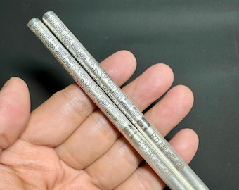 Antique Japanese Marked Sterling Solid Pure Silver Chopsticks - 2