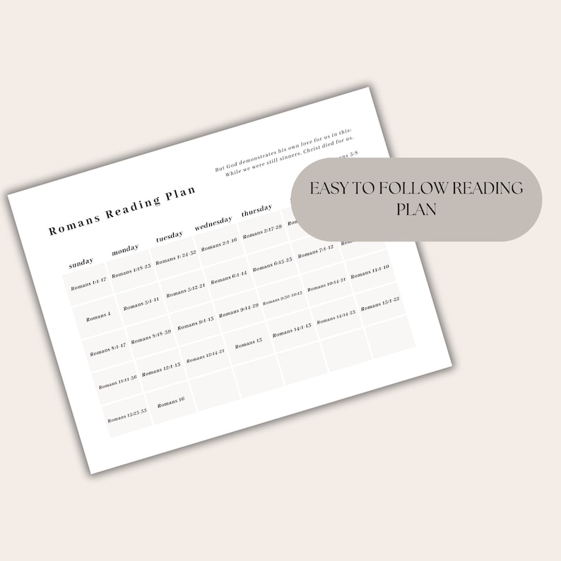 Romans Bible Study 30 Day Bible Reading Plan Digital Download PDF Bible ...