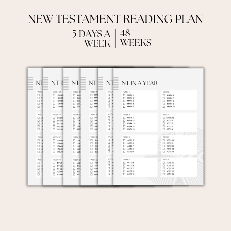 New Testament Reading Plan One Year Bible Reading Plan 48 Weeks Bible Reading Schedule - Etsy