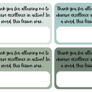 After teacher observation quick cards