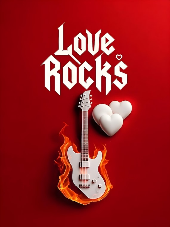 Romantic Guitar Heart PNG: Valentine's Day Design (Digital Download)