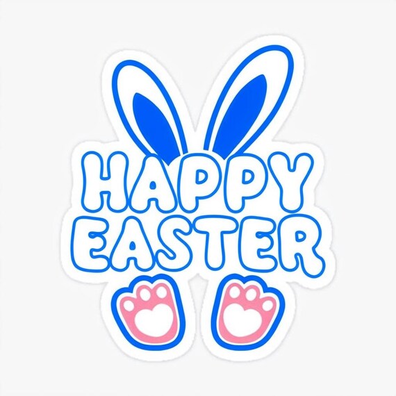 Happy Easter PNG: Bunny Design, T-Shirt, Mugs (Digital Download)