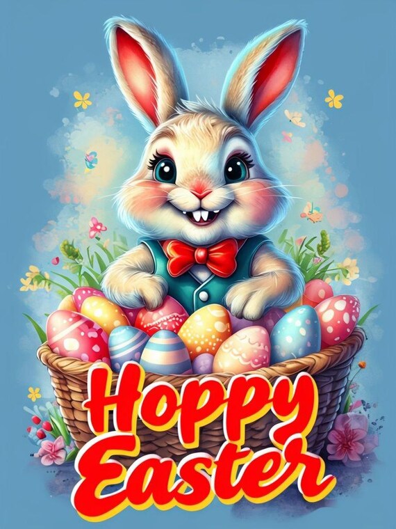 Hoppy Easter PNG: Festive Easter Bunny Design (Digital Download)