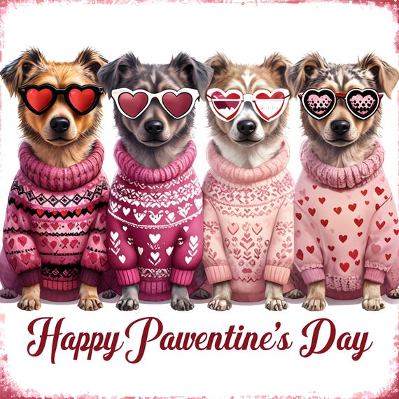 Pawentine's Day Dog PNG: Valentine's Design (Digital File)