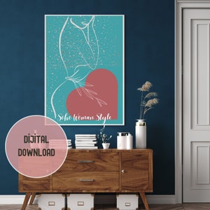 Abstract Woman Silhouette Art Print: Boho Gallery Wall Decor (Digital Download)