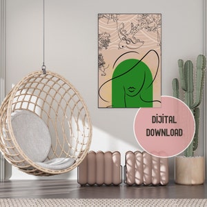 Abstract Woman Silhouette Art Print: Boho Gallery Wall (Digital Download)