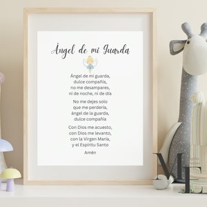 Anjo de mi guarda impressão em espanhol anjo da guarda decoração do quarto do bebê impressão oração para crianças presente de batismo do bebê presente da menina do bebê presente do menino