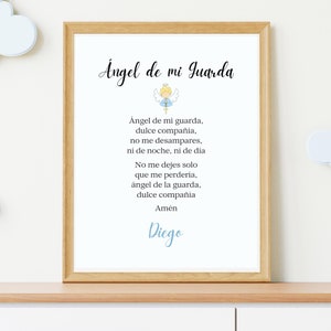 Angel De Mi Guarda Impresión en Español Ángel Guardián Bebé Habitación Decoración Impresión Oración Niños Bebé Personalizado Bebé Bautismo Regalo