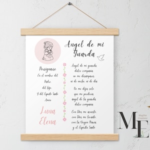Cartel personalizado de Angel De Mi Guarda Persignarse en español Guardian Angel Baby Kid Room Decor Print Prayer Kids Baby Baptism Gift Bautizo
