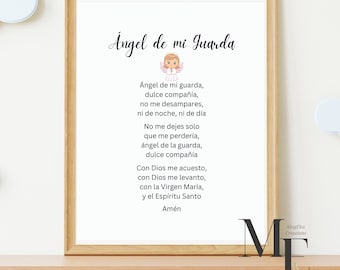 Angel De Mi Guarda Print in Spanish Guardian Angel Baby Room Decor Prayer for Kids Baby Girl Baptism Gift for Girl Gift for Granddaughter