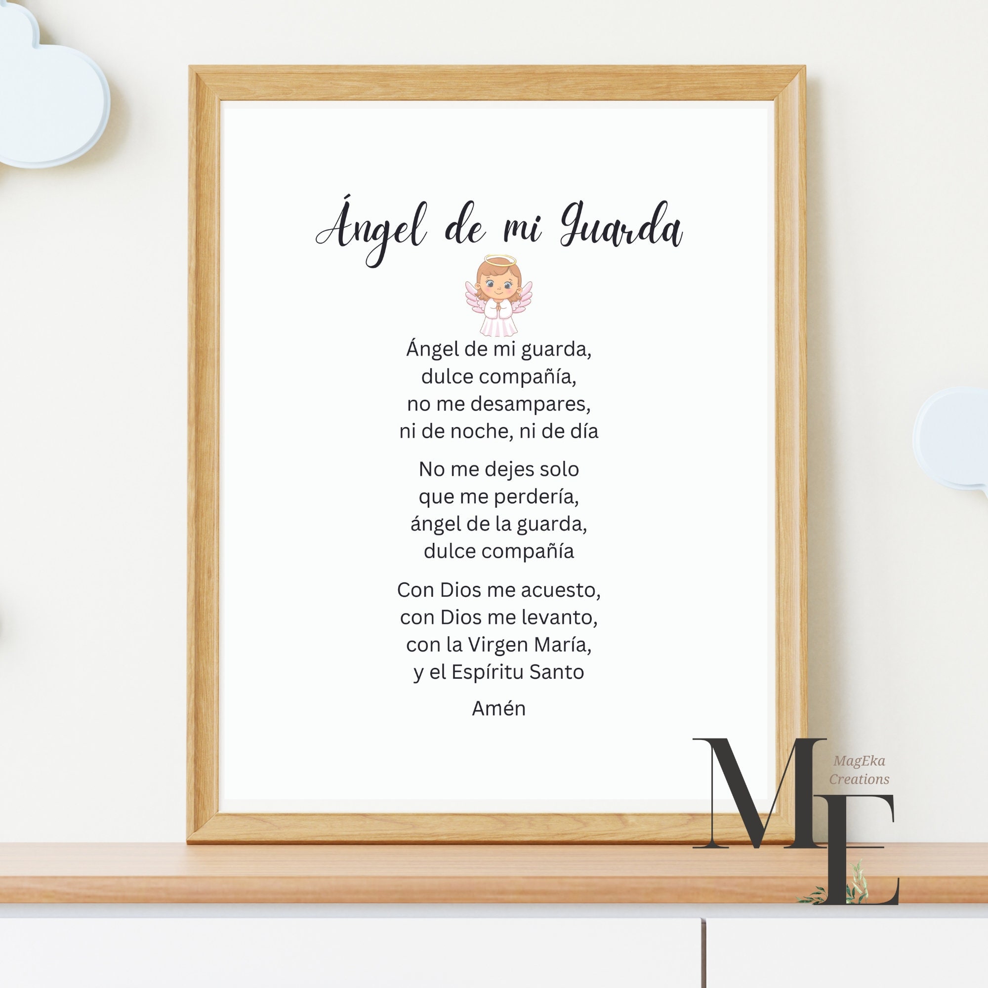Angel De Mi Guarda Print in Spanish Guardian Angel Baby Room Decor Prayer for Kids Baby Girl Baptism Gift for Girl Gift for Granddaughter