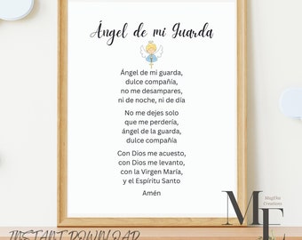 Angel De Mi Guarda Print: Spanish Guardian Angel Decor (Digital Download)