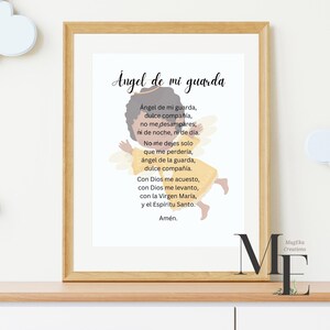 Angel De Mi Guarda Print Guardian Angel Baby Room Decor Print Oración Niños Bebé Angel Fondo