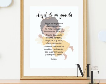 Angel De Mi Guarda Print: Spanish Prayer, Baby Room Decor