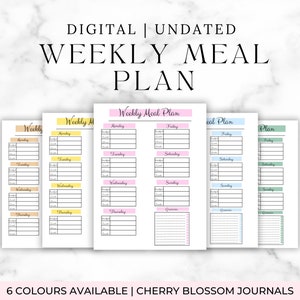 Digital weekly meal planner | Digital Journal page | Goodnotes Journal | Notability Journal | Ipad Journal