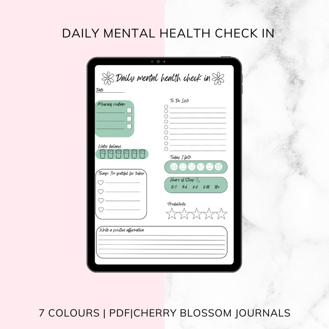 Digital Daily Mental Health Check in Journal Page | PDF | iPad Journal ...