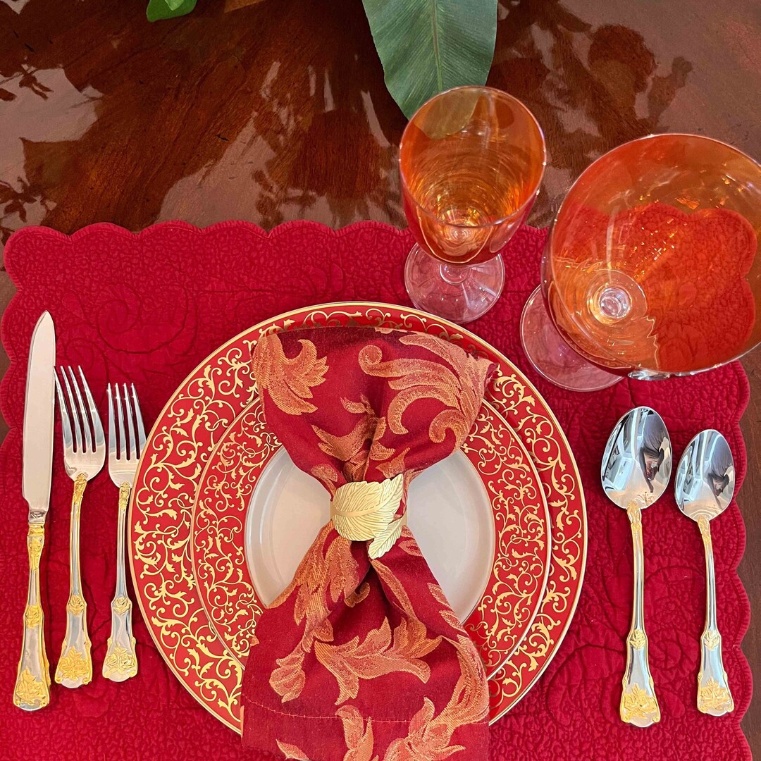 Gold Leaf Napkin Ring Set of 4 Thanksgiving Table Napkin Rings Etsy