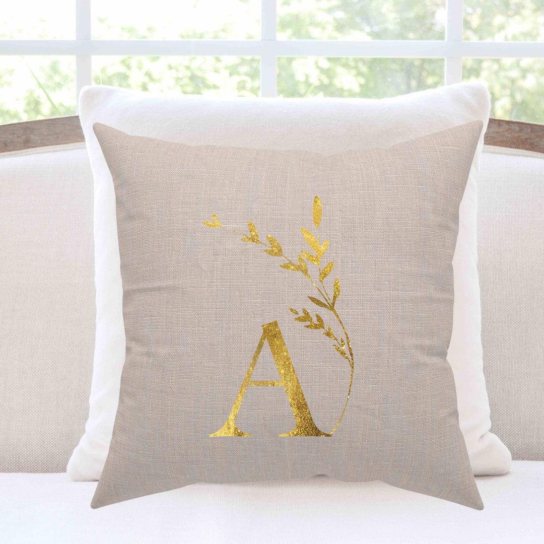 Gold Monogram Personalized Initial Throw Pillows Bridal Shower Monogram