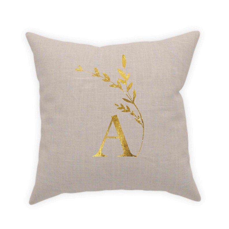 Gold Monogram Personalized Initial Throw Pillows Bridal Shower Monogram