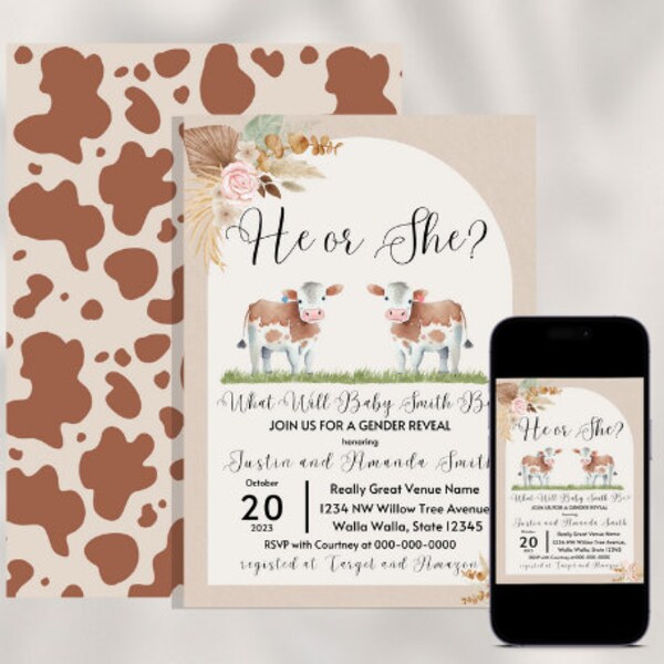 Cow Gender Reveal Etsy