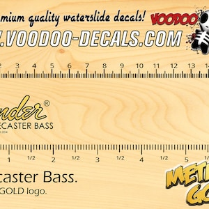 Fender Telecaster Bass - Waterslide decal - Metallic Gold Logo