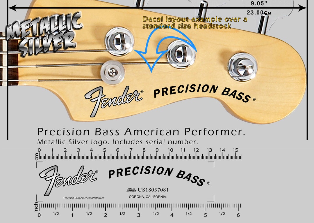 Fender Precision Bass American Performer - Waterslide Decal - Metallic ...