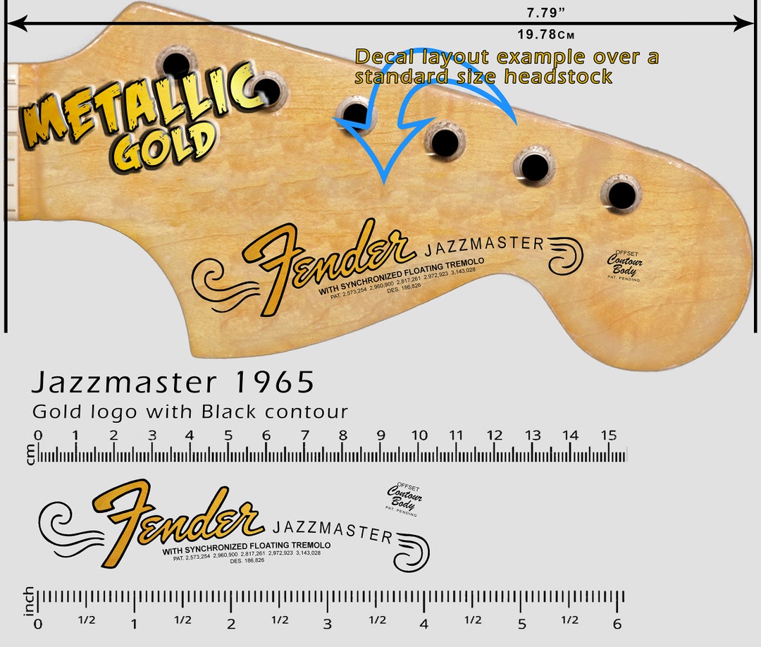 Fender Jazzmaster CBS 1965 Waterslide Decal Metallic Gold Logo Etsy