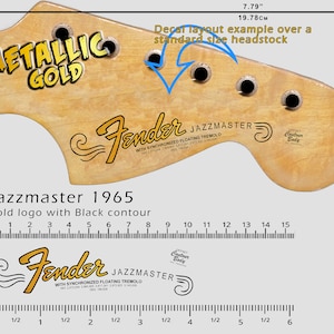 Fender Jazzmaster CBS 1965 - Waterslide decal - Metallic Gold Logo