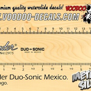 Fender Duo-Sonic Mexico - Metallic SILVER Logo - Waterslide decal