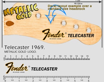 Fender Telecaster 1969 - Waterslide decal - Metallic Gold Logo