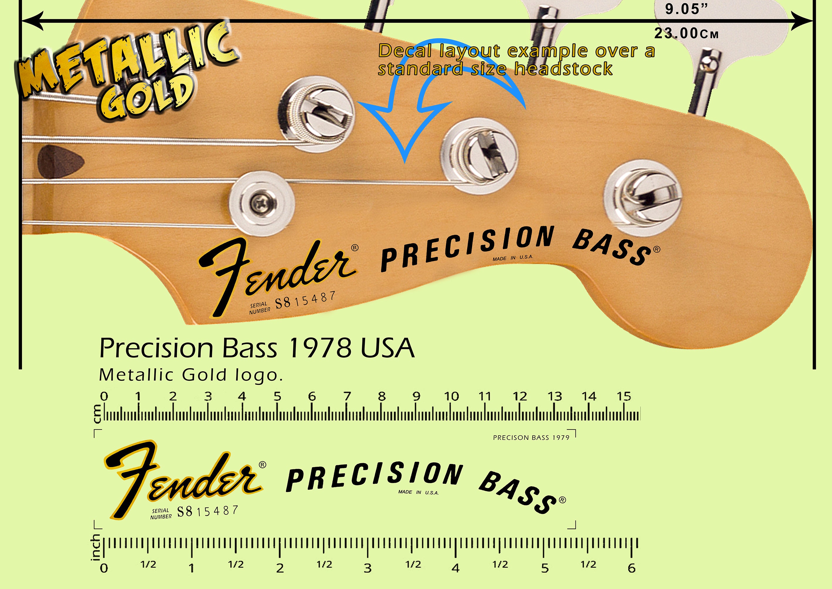 Fender Precision Bass 1978 USA - Waterslide Decal - Metallic