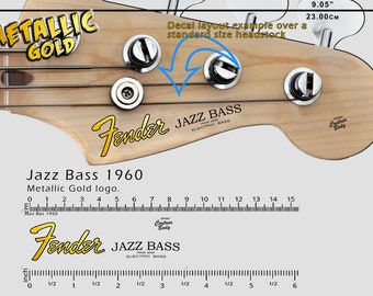 Fender Jazz Bass 1960 - Waterslide decal - Metallic Gold Logo