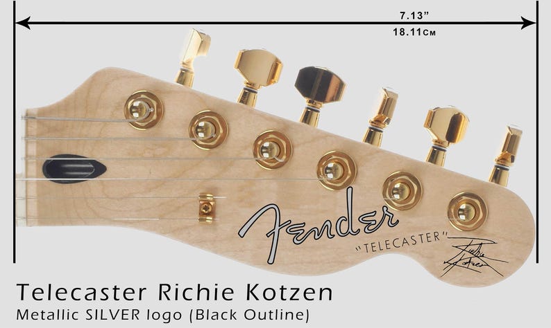 Fender Telecaster Richie Kotzen SILVER logo - naklejka wodna zdjęcie 1