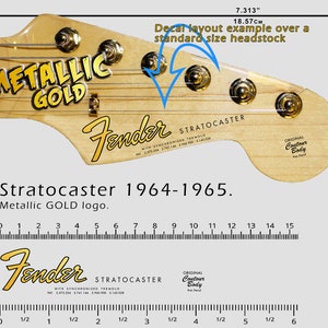 Fender Stratocaster 1964-1965 - Waterslide decal - Metallic Gold Logo