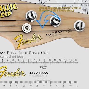 Fender Jazz Bass Jaco Pastorius - Waterslide decal - Metallic Gold Logo
