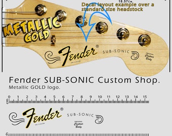 Fender SUB-SONIC Custom Shop - Waterslide decal - Metallic Gold Logo