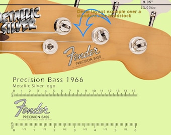 Fender Precision Bass 1966 - Waterslide decal - Metallic Silver Logo