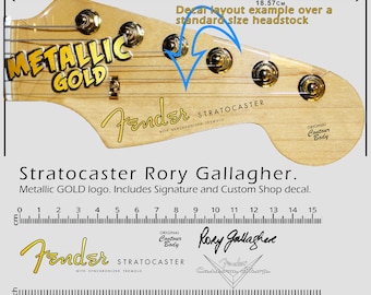 Fender Stratocaster Rory Gallagher - Waterslide decal - Metallic Gold Logo