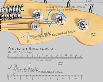 Fender Precision Bass Special - Waterslide decal - Metallic Silver Logo