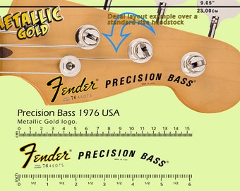 Fender Precision Bass 1976 USA - Waterslide decal - Metallic Gold Logo