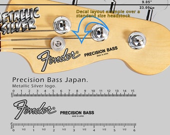 Fender Precision Bass Japan - Waterslide decal - Metallic Silver Logo