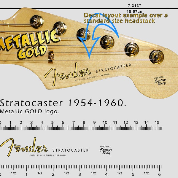 Fender Stratocaster 1954-1960 - Waterslide decal - Metallic Gold Logo