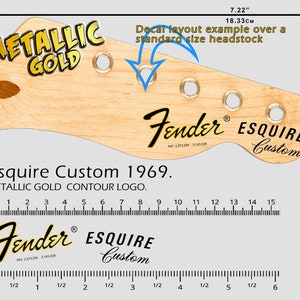 Fender Esquire Custom 1969 - Waterslide decal - Metallic Gold Logo